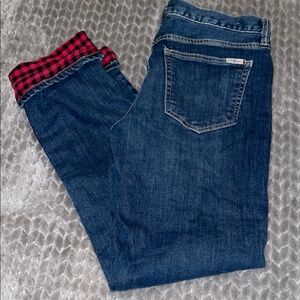 Eddie Bauer Flannel Lined Boyfriend Jeans.  Size 6.  Winter Wears.